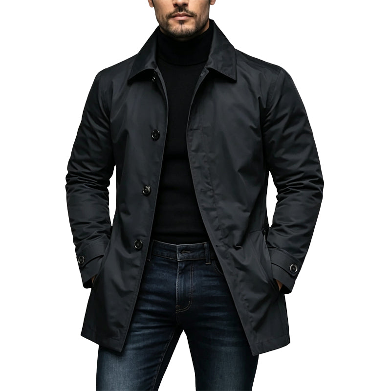 Vanntett trenchcoat i middels lengde for menn-9