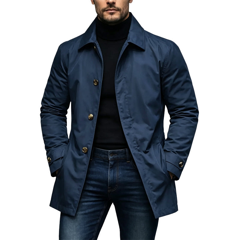 Vanntett trenchcoat i middels lengde for menn-12