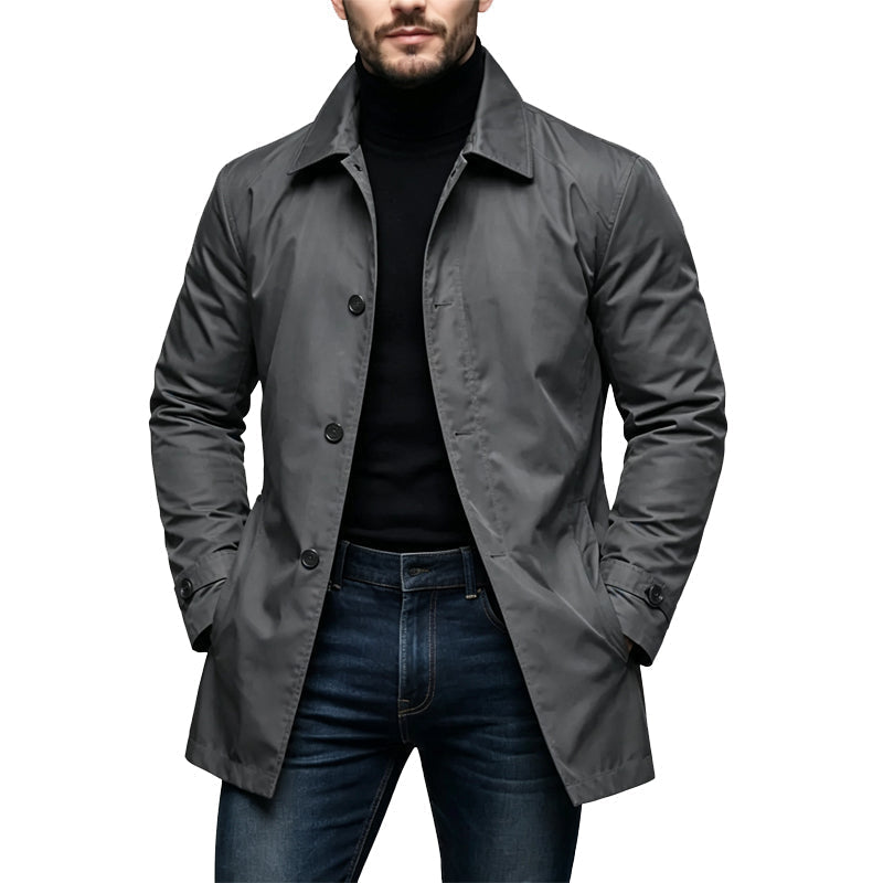 Vanntett trenchcoat i middels lengde for menn-10