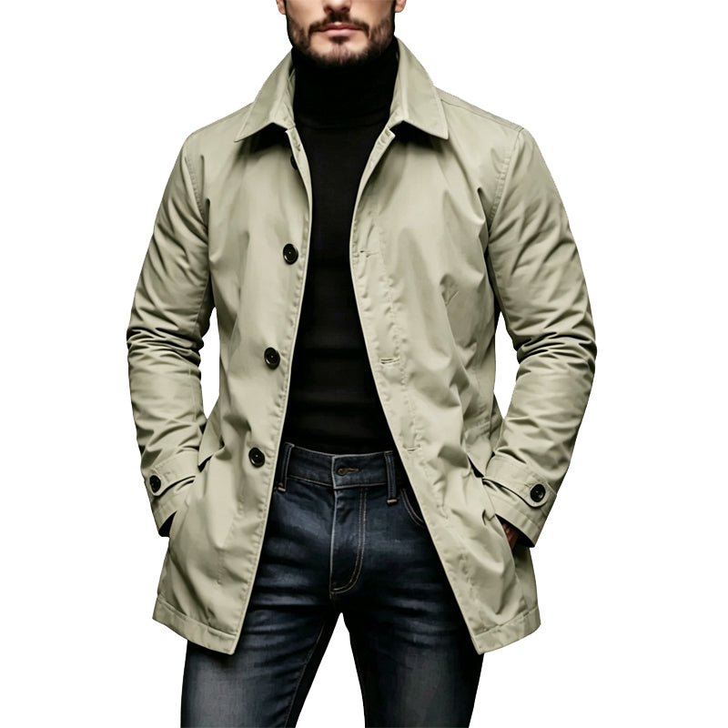 Vanntett trenchcoat i middels lengde for menn-11