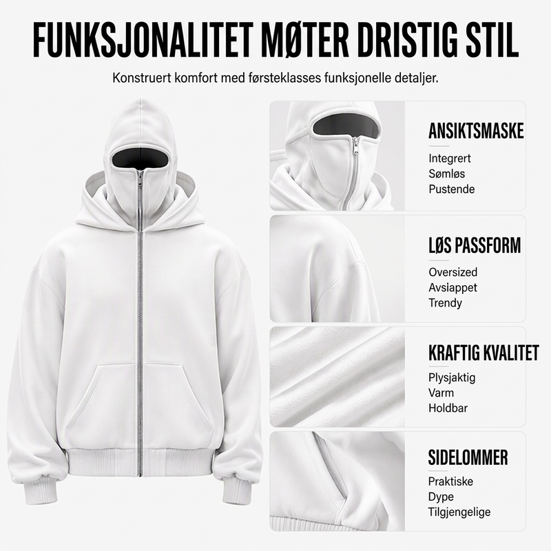 🔥 49% RABATT 😎Unisex hettegenser med glidelås og dobbel hette – uformell, stilfull og allsidig-1