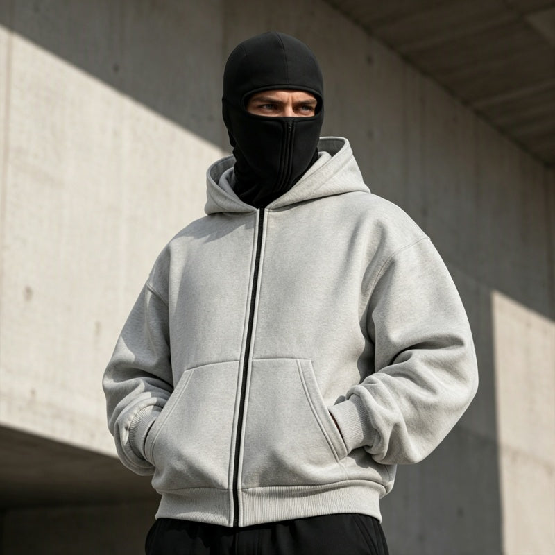 🔥 49% RABATT 😎Unisex hettegenser med glidelås og dobbel hette – uformell, stilfull og allsidig-7