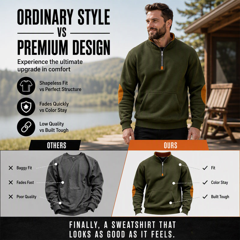 Herre sweatshirt med ståkrage og halv glidelås-2