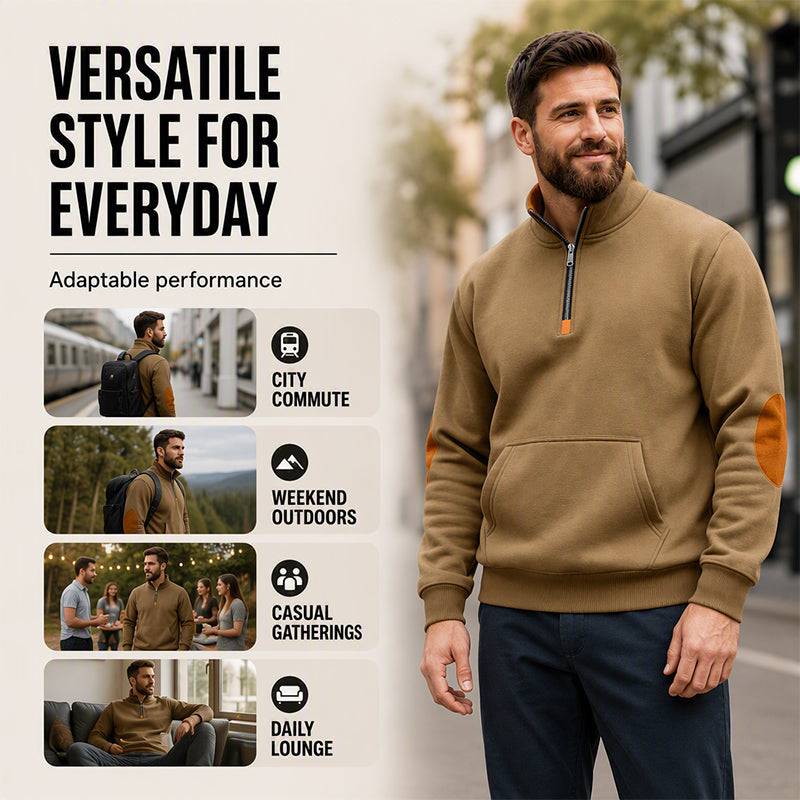Herre sweatshirt med ståkrage og halv glidelås-4