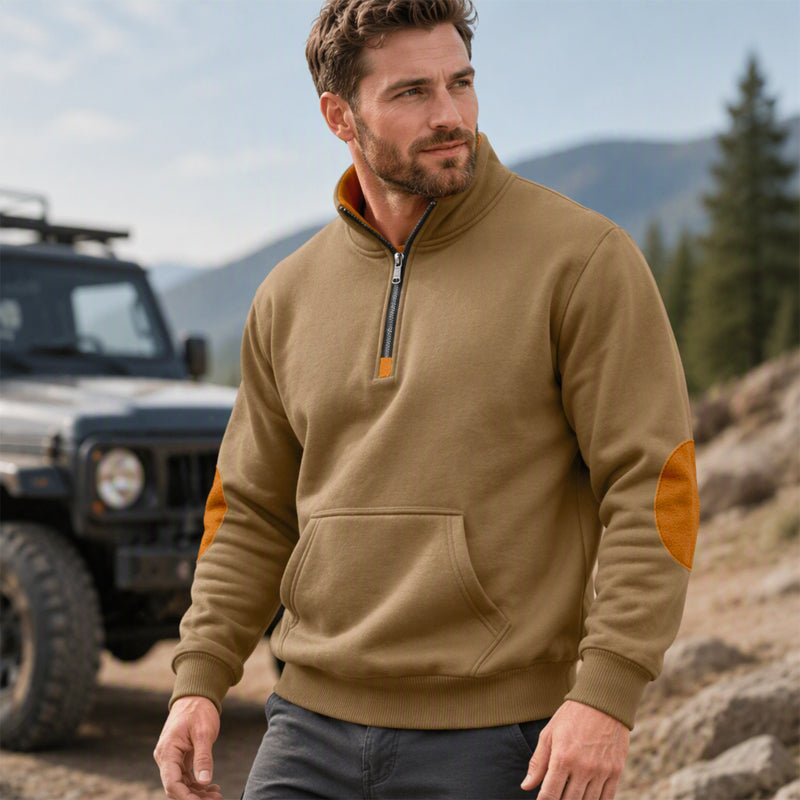 Herre sweatshirt med ståkrage og halv glidelås-7