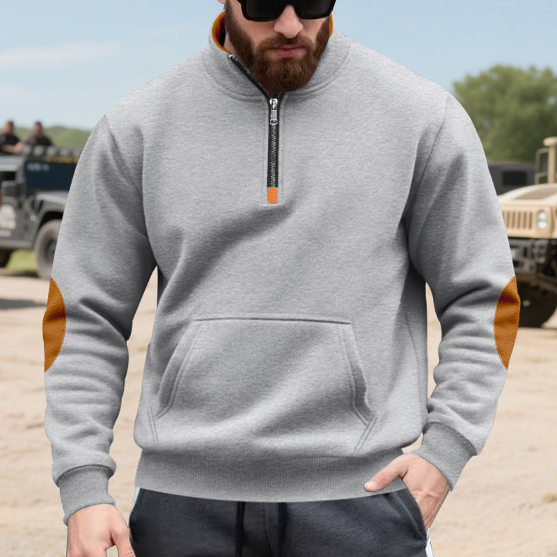 Herre sweatshirt med ståkrage og halv glidelås-10