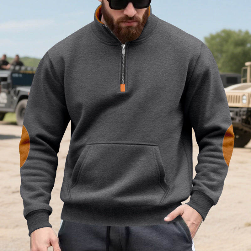 Herre sweatshirt med ståkrage og halv glidelås-11