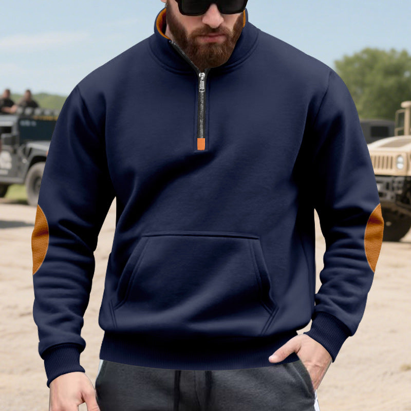 Herre sweatshirt med ståkrage og halv glidelås-12