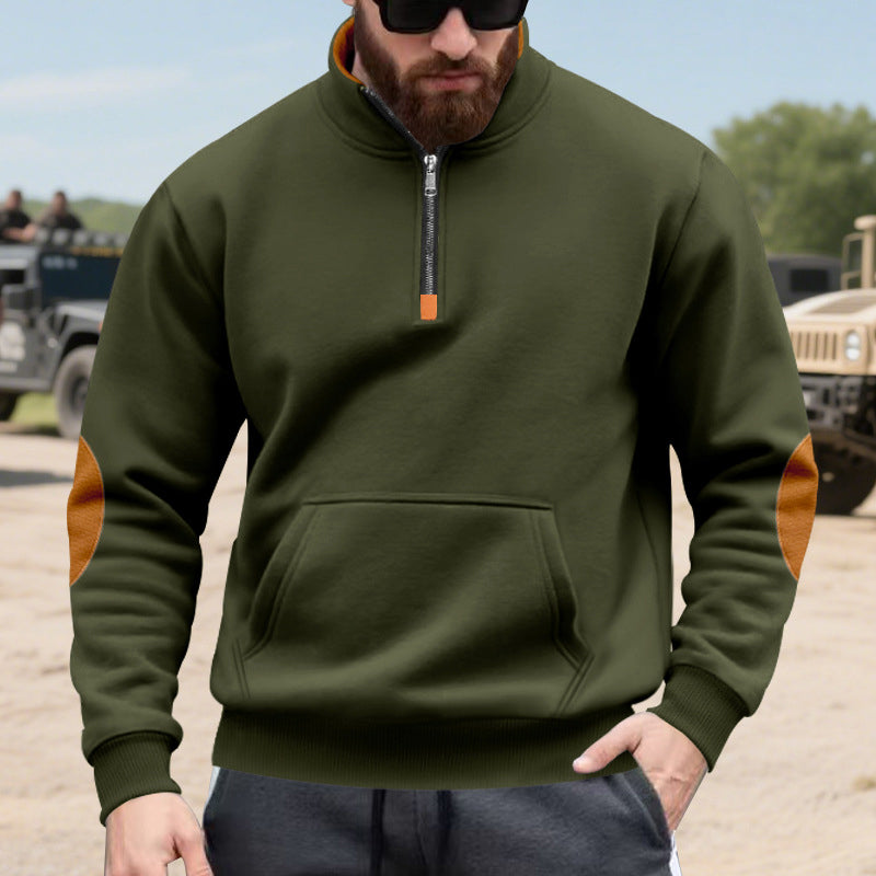 Herre sweatshirt med ståkrage og halv glidelås-13
