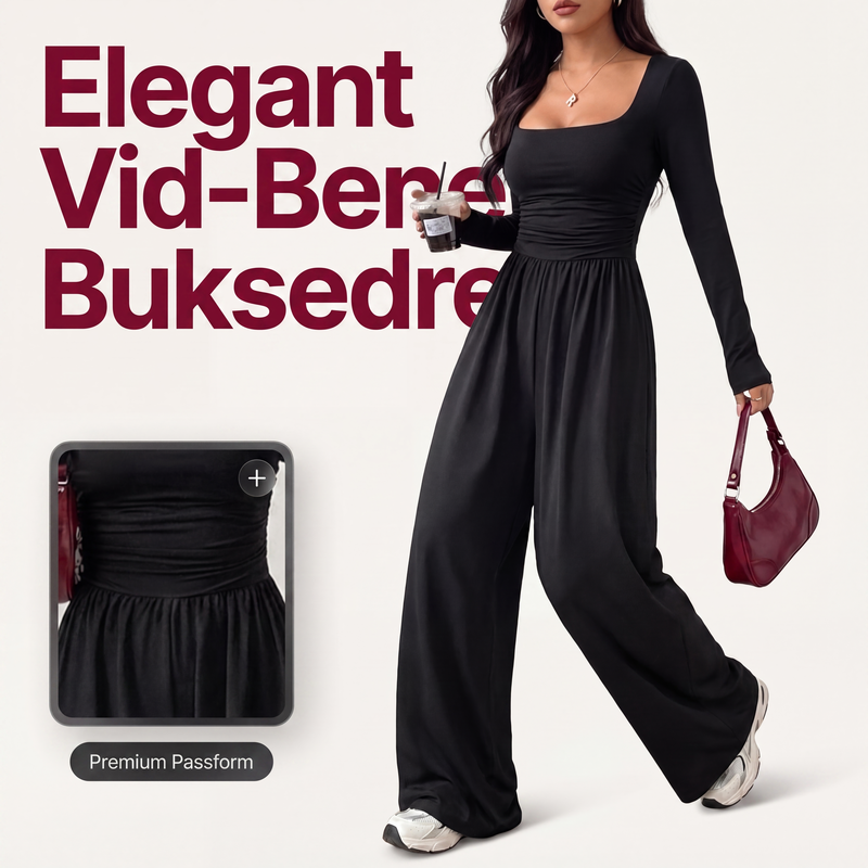 ✨ Jumpsuit med Firkantet Hals & Vide Ben – Elegant, Smigrende & Komfortabel