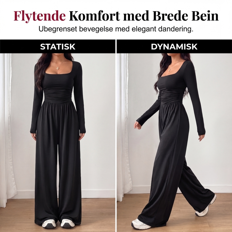 ✨ Jumpsuit med Firkantet Hals & Vide Ben – Elegant, Smigrende & Komfortabel-1