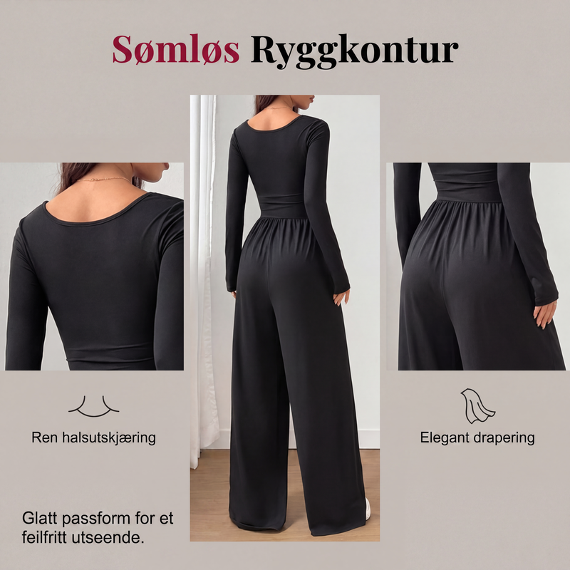 ✨ Jumpsuit med Firkantet Hals & Vide Ben – Elegant, Smigrende & Komfortabel-3