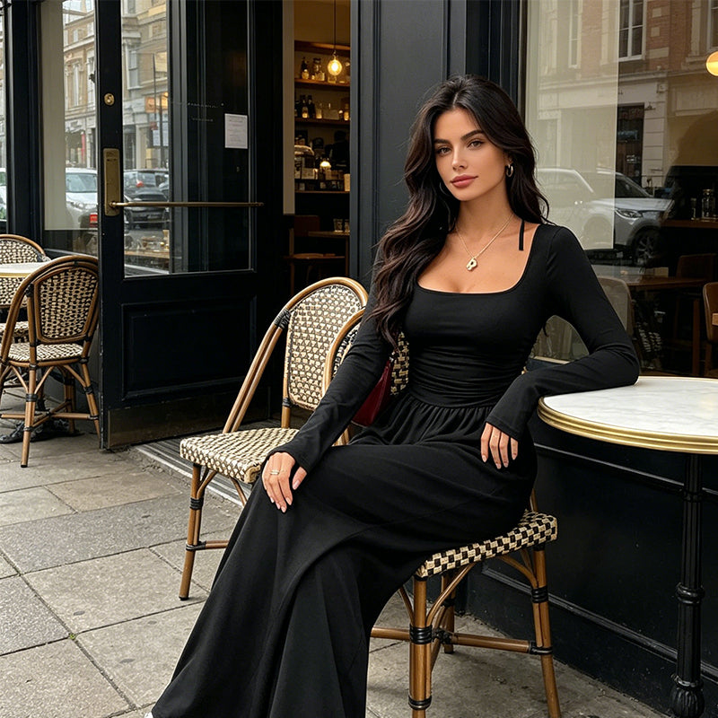 ✨ Jumpsuit med Firkantet Hals & Vide Ben – Elegant, Smigrende & Komfortabel-6