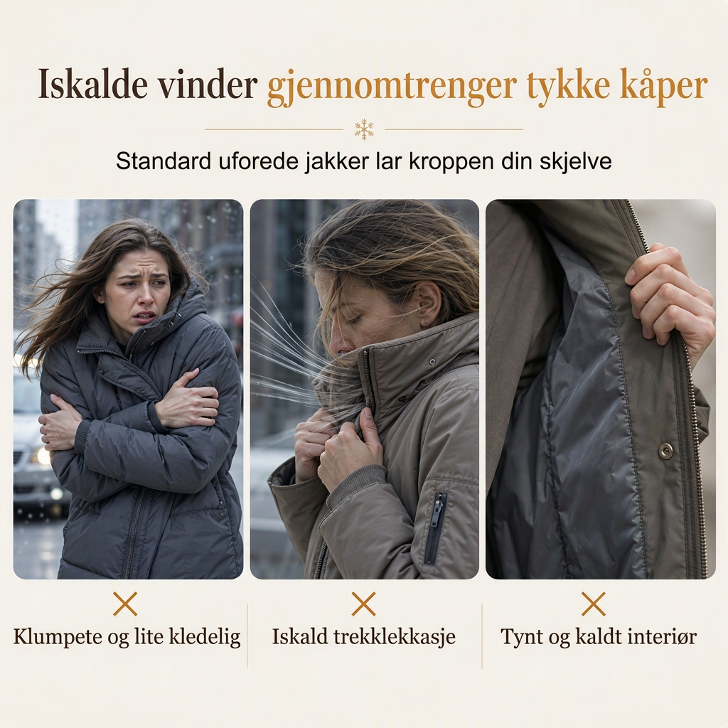 Dame vattert parkas med imitert pels for vinter-1