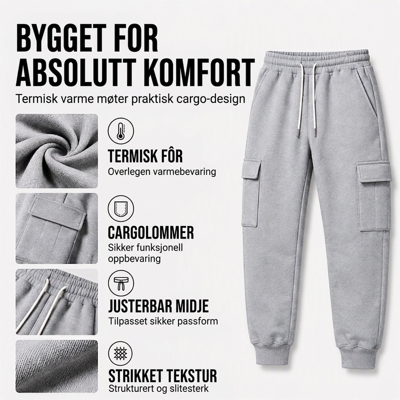 Løstsittende cargo-joggebukser med snøring for menn-1