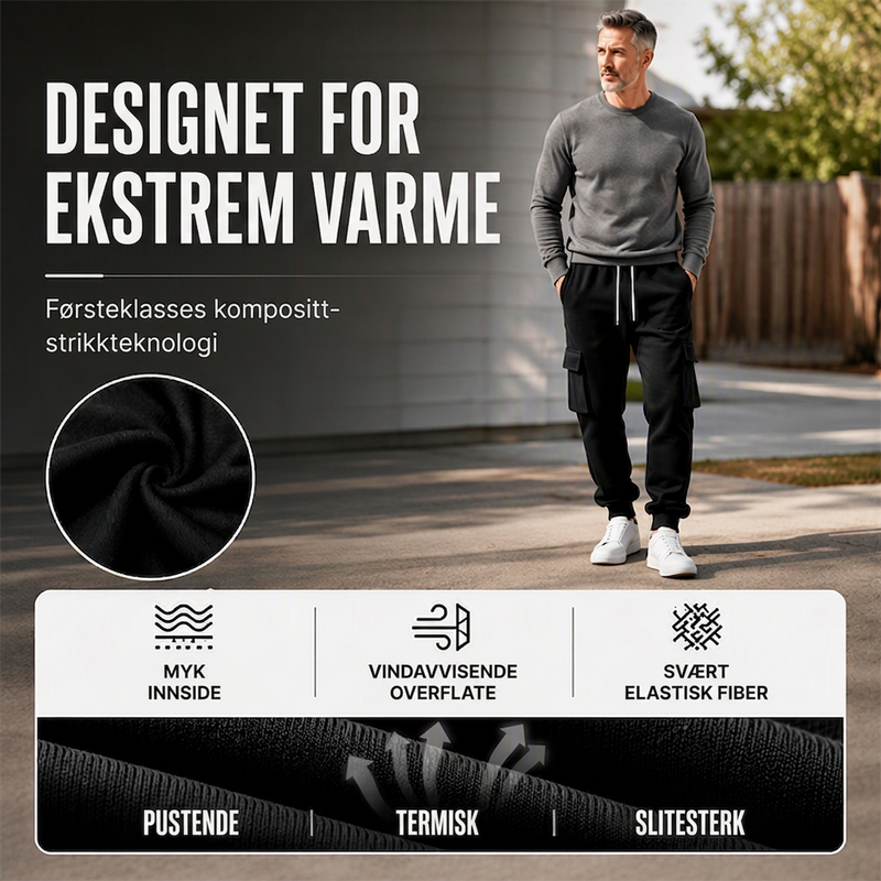 Løstsittende cargo-joggebukser med snøring for menn-3