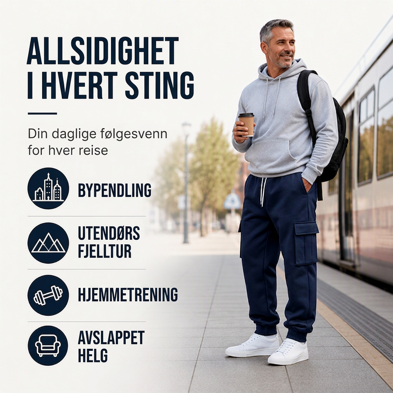 Løstsittende cargo-joggebukser med snøring for menn-4