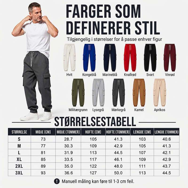 Løstsittende cargo-joggebukser med snøring for menn-5