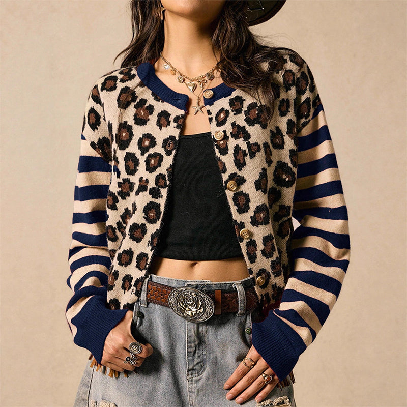 Kvinner leopardmønstret cardigan-2