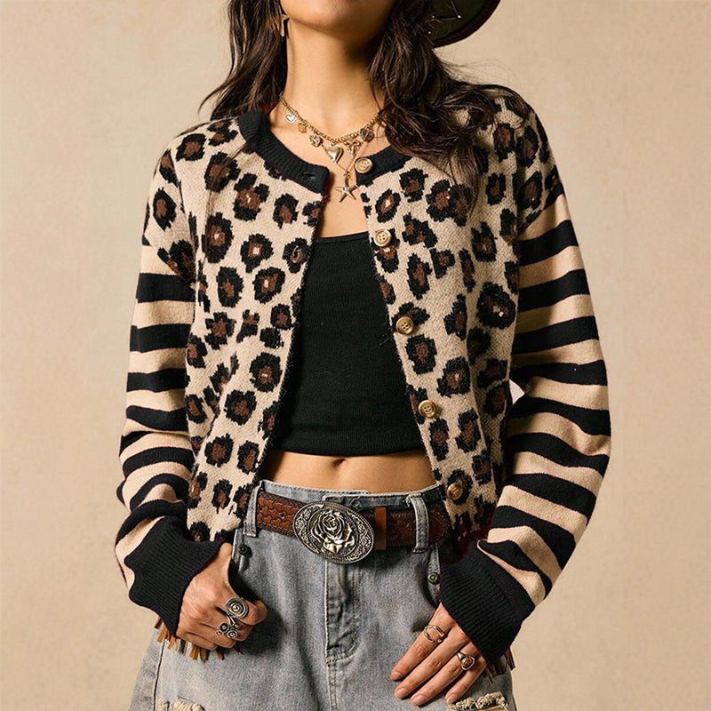 Kvinner leopardmønstret cardigan-4
