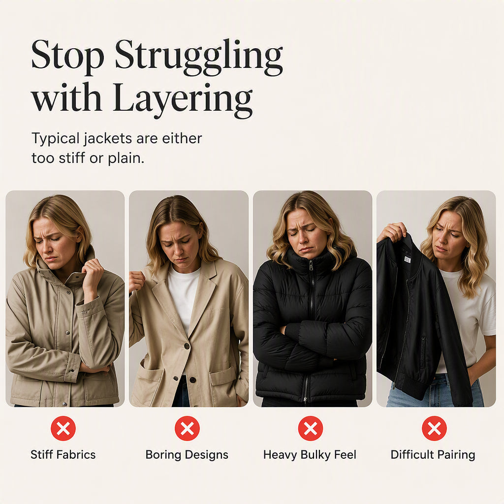 Women’s Elegant Denim Spliced Ribbed Knit Coat-1