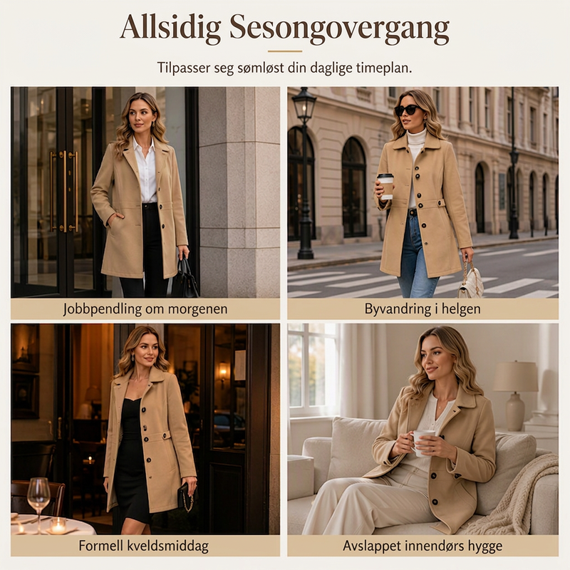 Elegant, figurkledet enkeltspent kåpe for kvinner-5