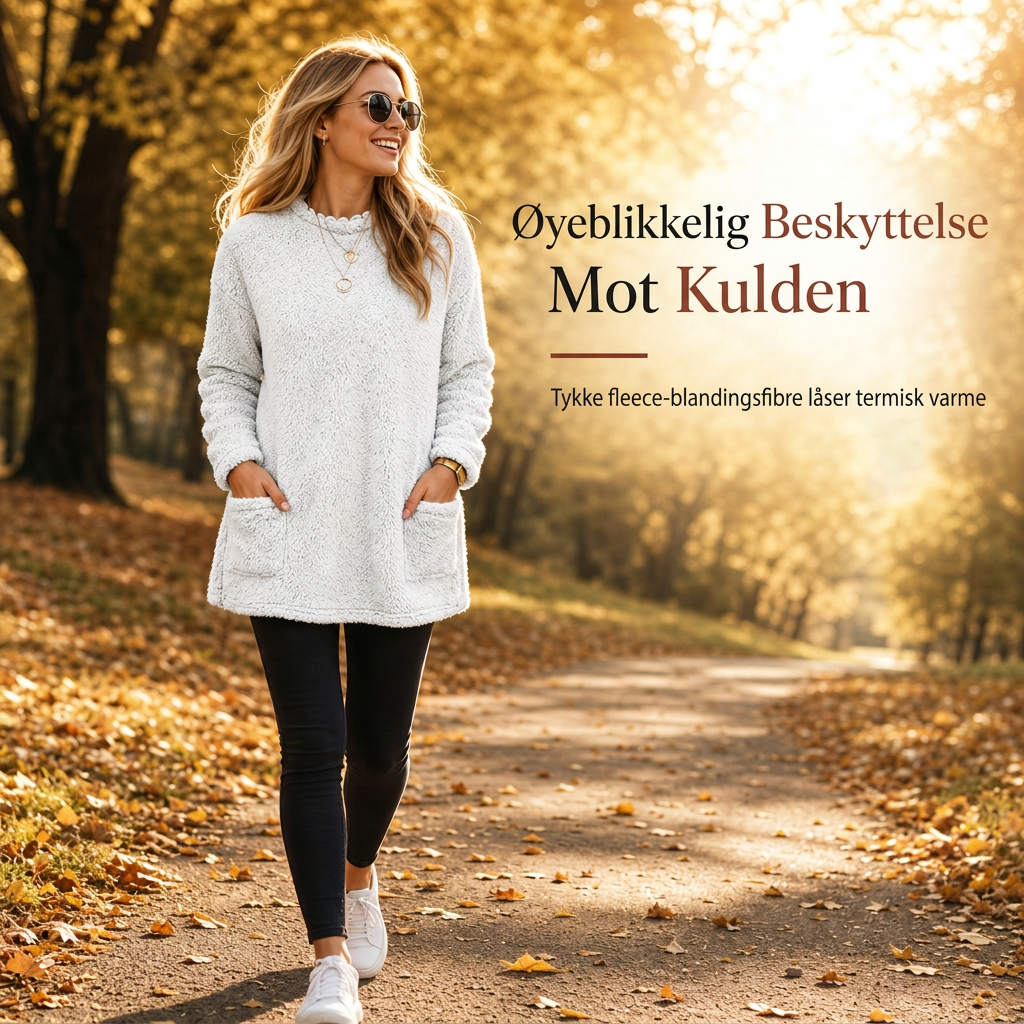 Varm damegenser med rund hals og lange ermer-2