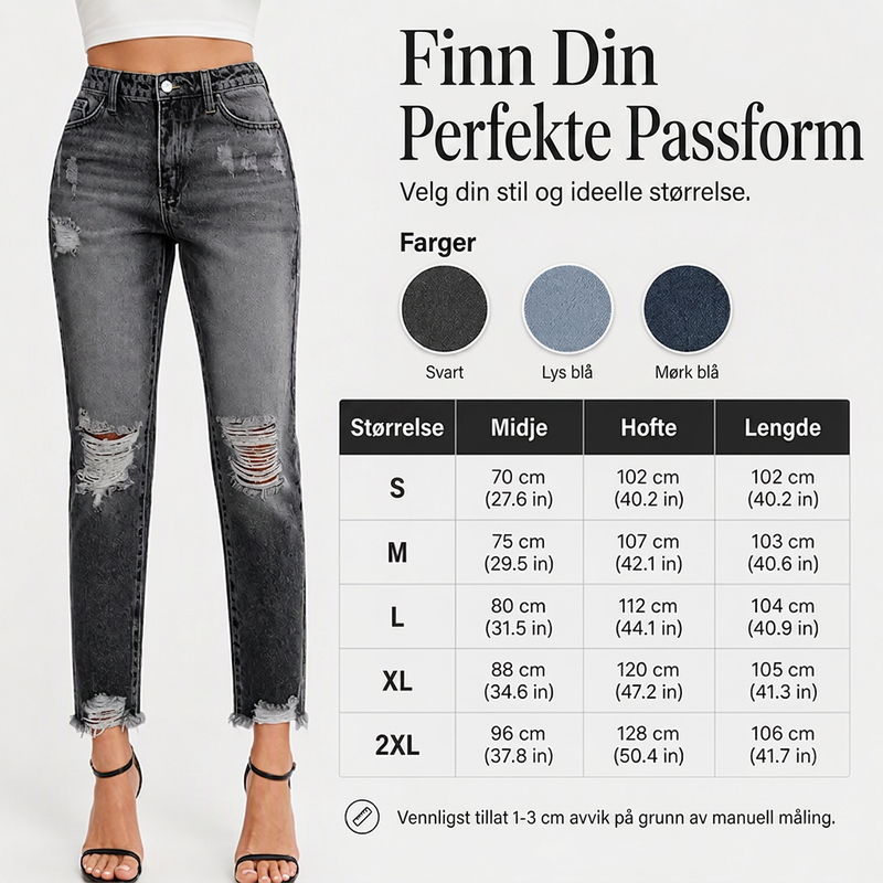 Dame retro-slitte jeans med revner-2