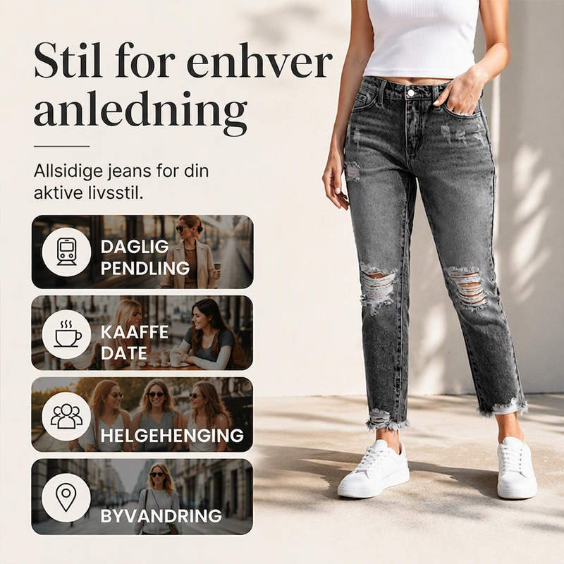 Dame retro-slitte jeans med revner-5