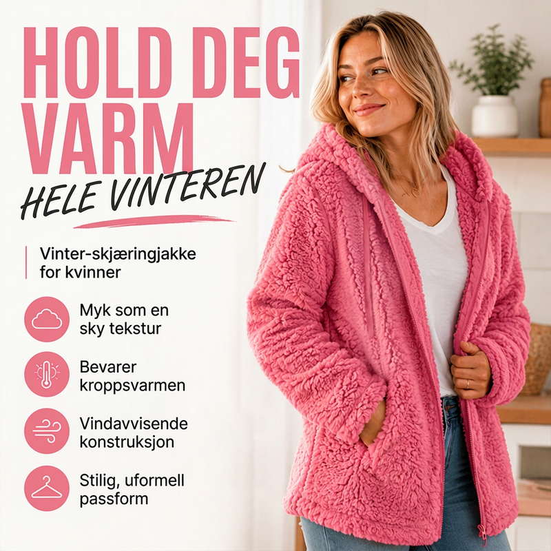 Dames dongeridress med glidelås og myk pelskant