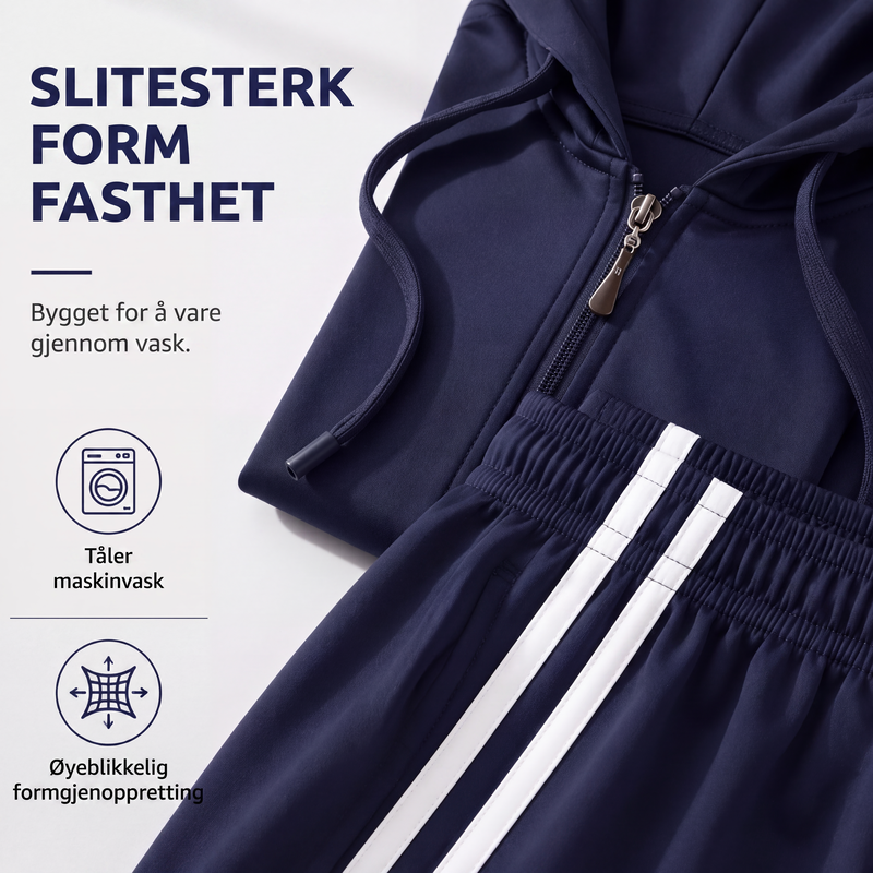 Dame stripet sett med glidelåsgenser og bukser-6