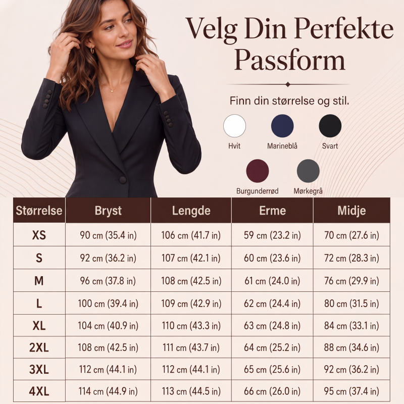 Elegant asymmetrisk enkelspent blazerkjole for kvinner-2