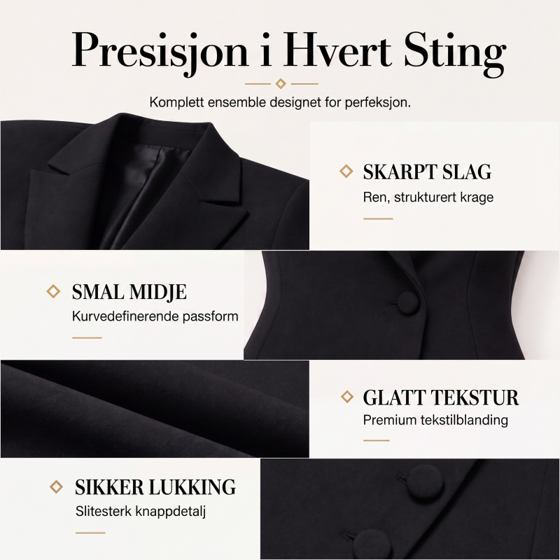Elegant asymmetrisk enkelspent blazerkjole for kvinner-1