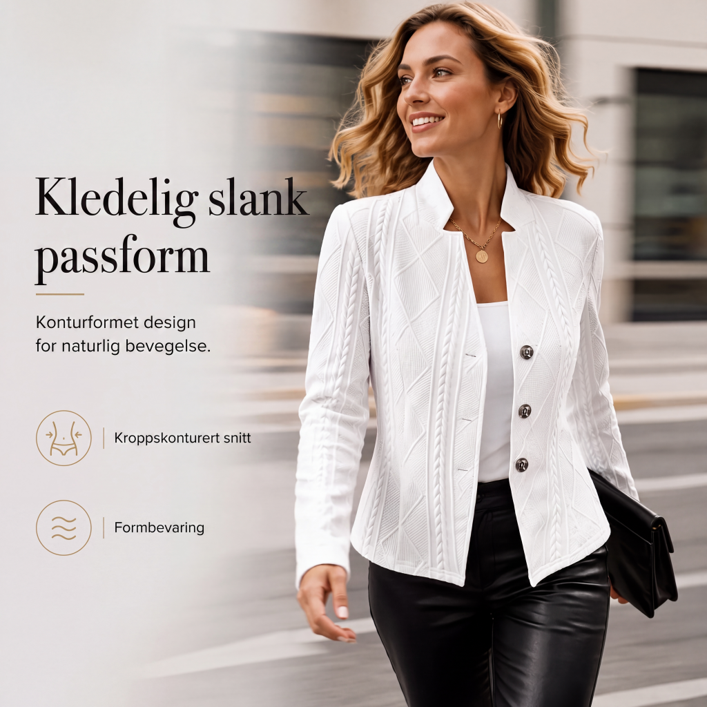 Dameblazer med tekstur og knapper-1