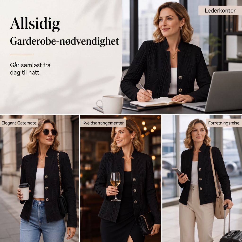 Dameblazer med tekstur og knapper-4