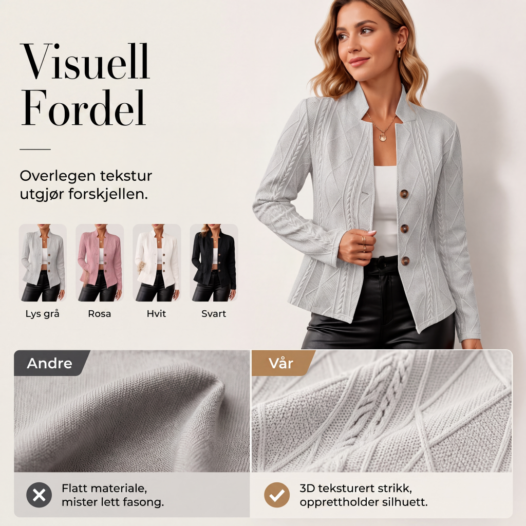 Dameblazer med tekstur og knapper-6