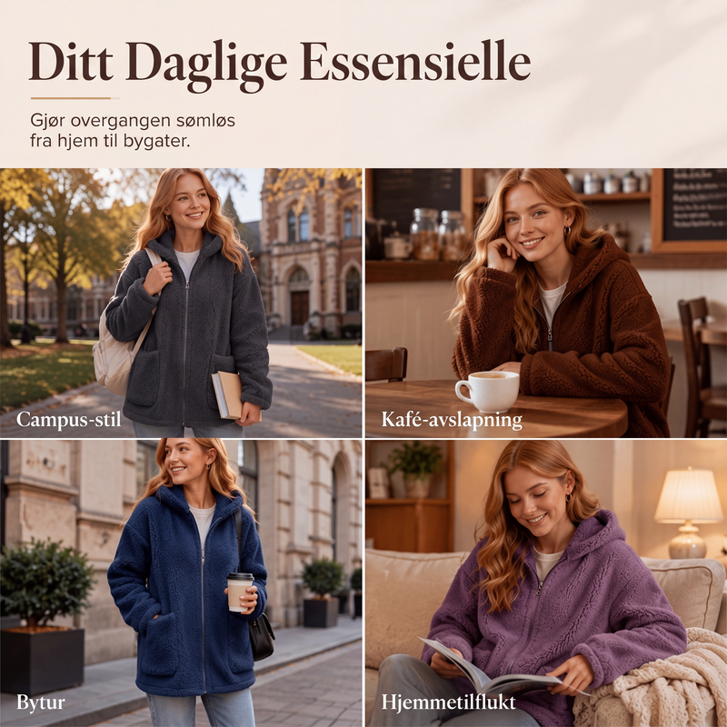Dame uformell varm hettegenser med glidelås-4