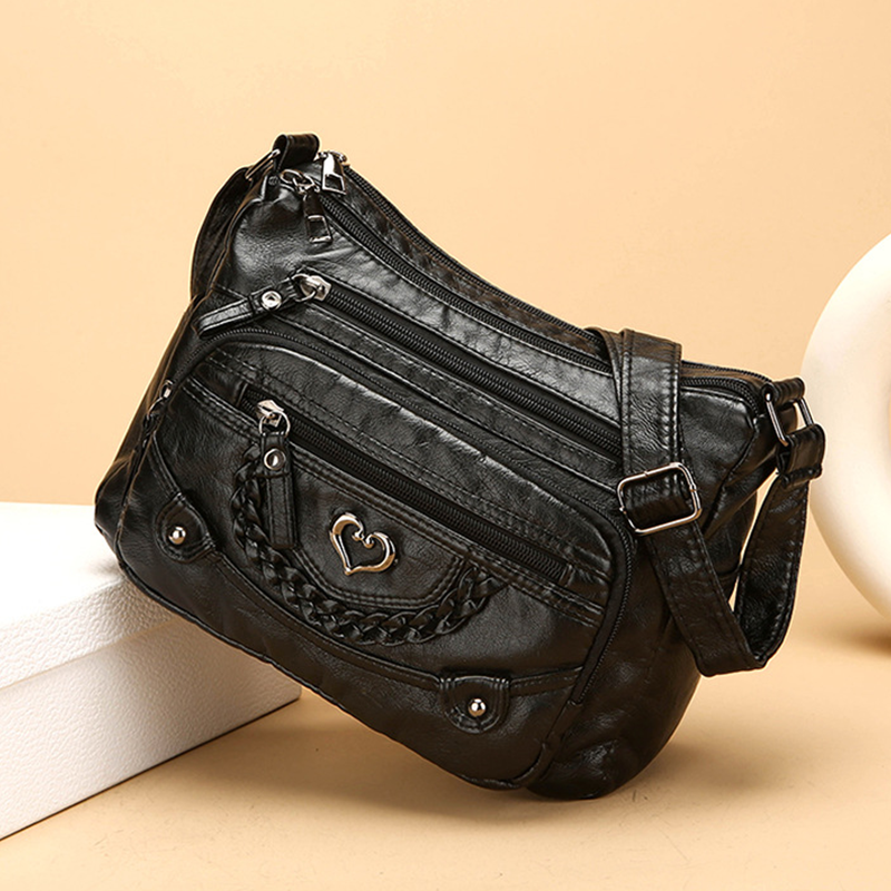 Crossbody-Veske i Mykt PU-Skinn med Flere Lommer for Kvinner-2