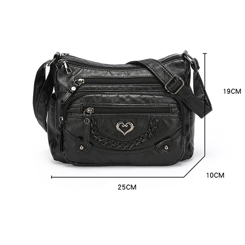 Crossbody-Veske i Mykt PU-Skinn med Flere Lommer for Kvinner-7