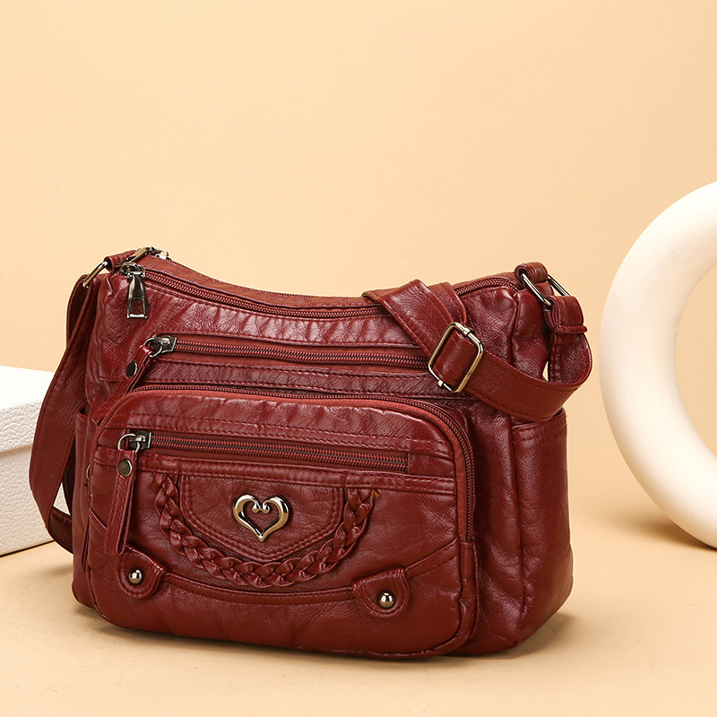 Crossbody-Veske i Mykt PU-Skinn med Flere Lommer for Kvinner-9