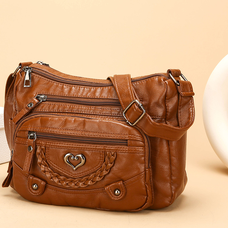 Crossbody-Veske i Mykt PU-Skinn med Flere Lommer for Kvinner-10