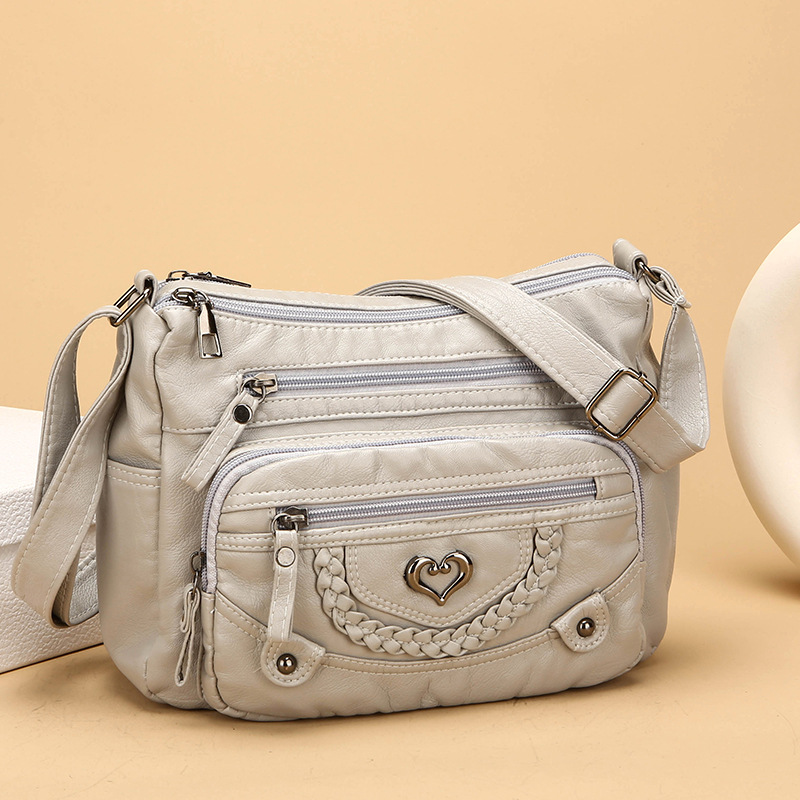 Crossbody-Veske i Mykt PU-Skinn med Flere Lommer for Kvinner-11