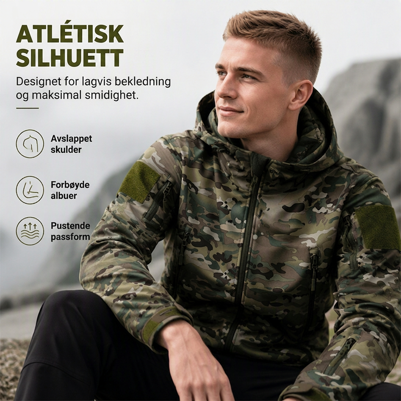 Herrejakke med hette, kamuflasjemønster for utendørs bruk-1