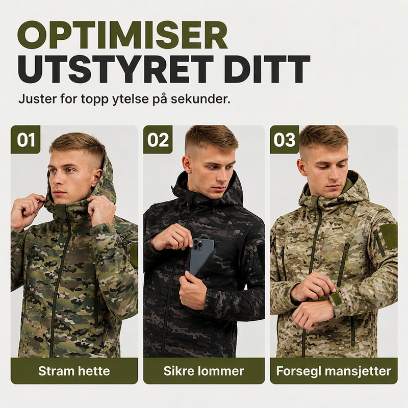 Herrejakke med hette, kamuflasjemønster for utendørs bruk-6