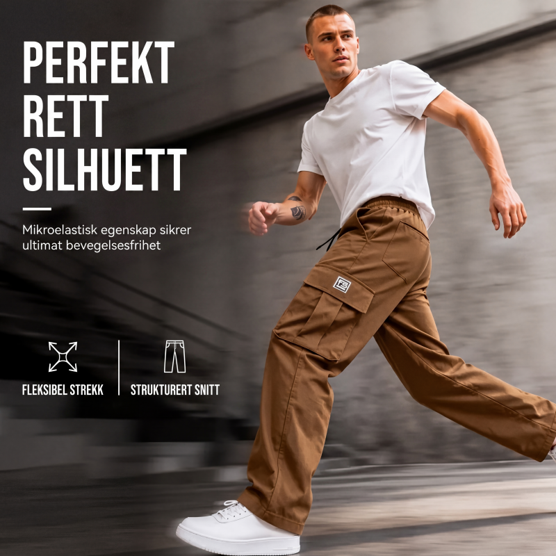Cargobukser for menn i løs, avslappet passform-2