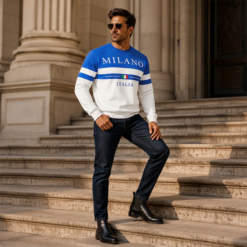 Gensere med trykk for menn, Milano Italia-6