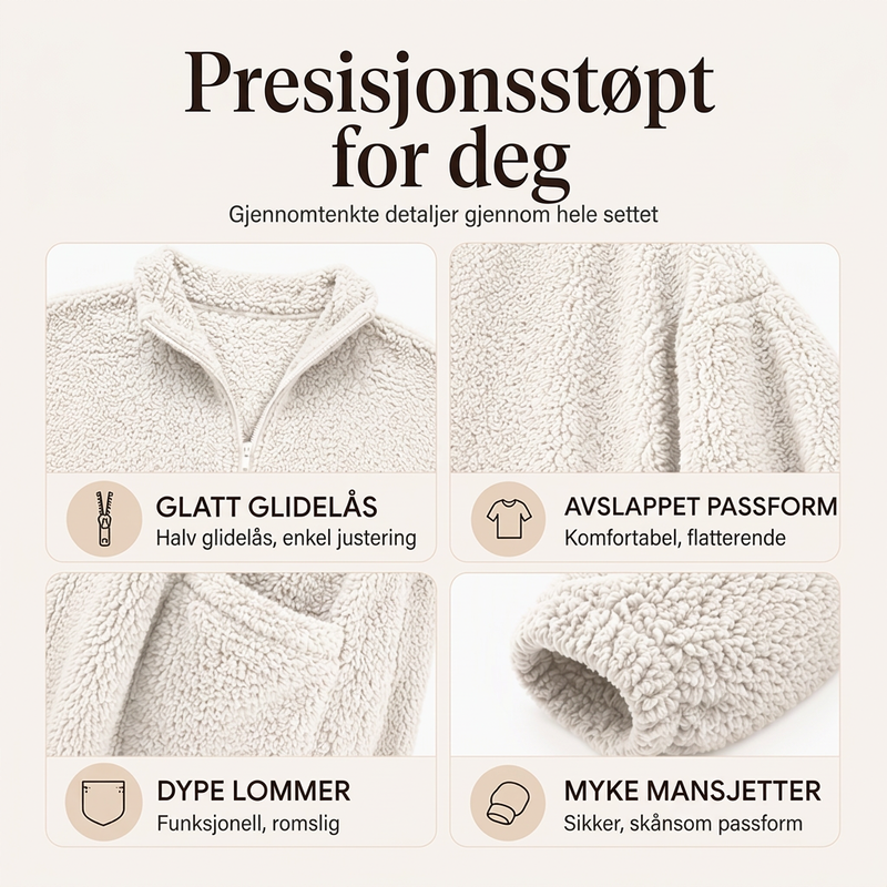 Damelue halvlukket myk genser med lommer-1