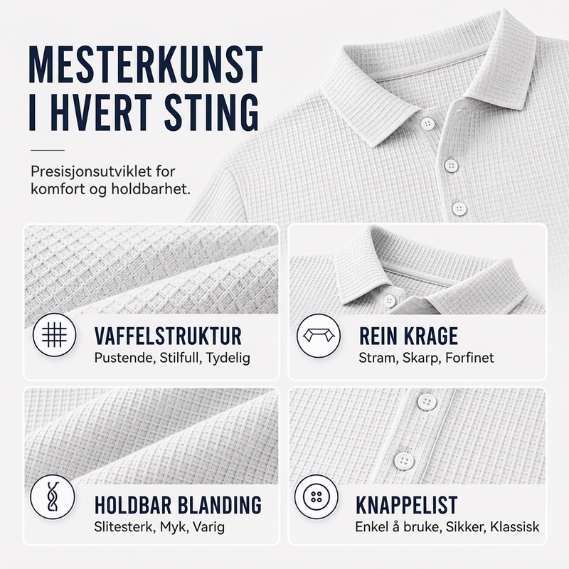 Langermet kragegenser for menn i vaffelstrikk-1