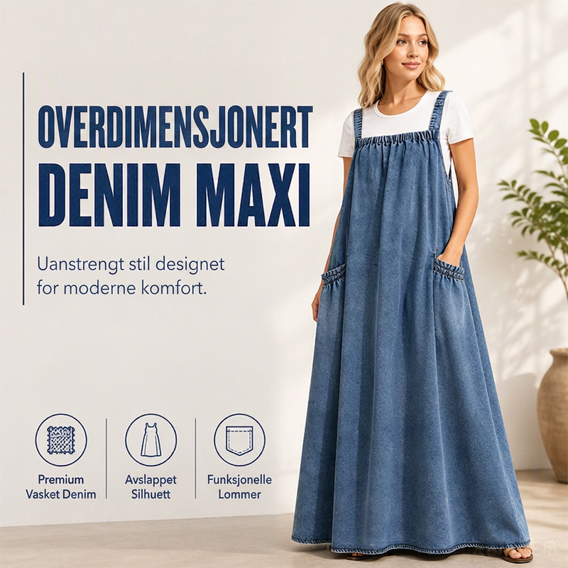Dame oversized uformell dongeri selbukjole (maxi)-1