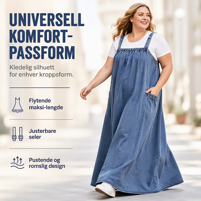 Dame oversized uformell dongeri selbukjole (maxi)-3